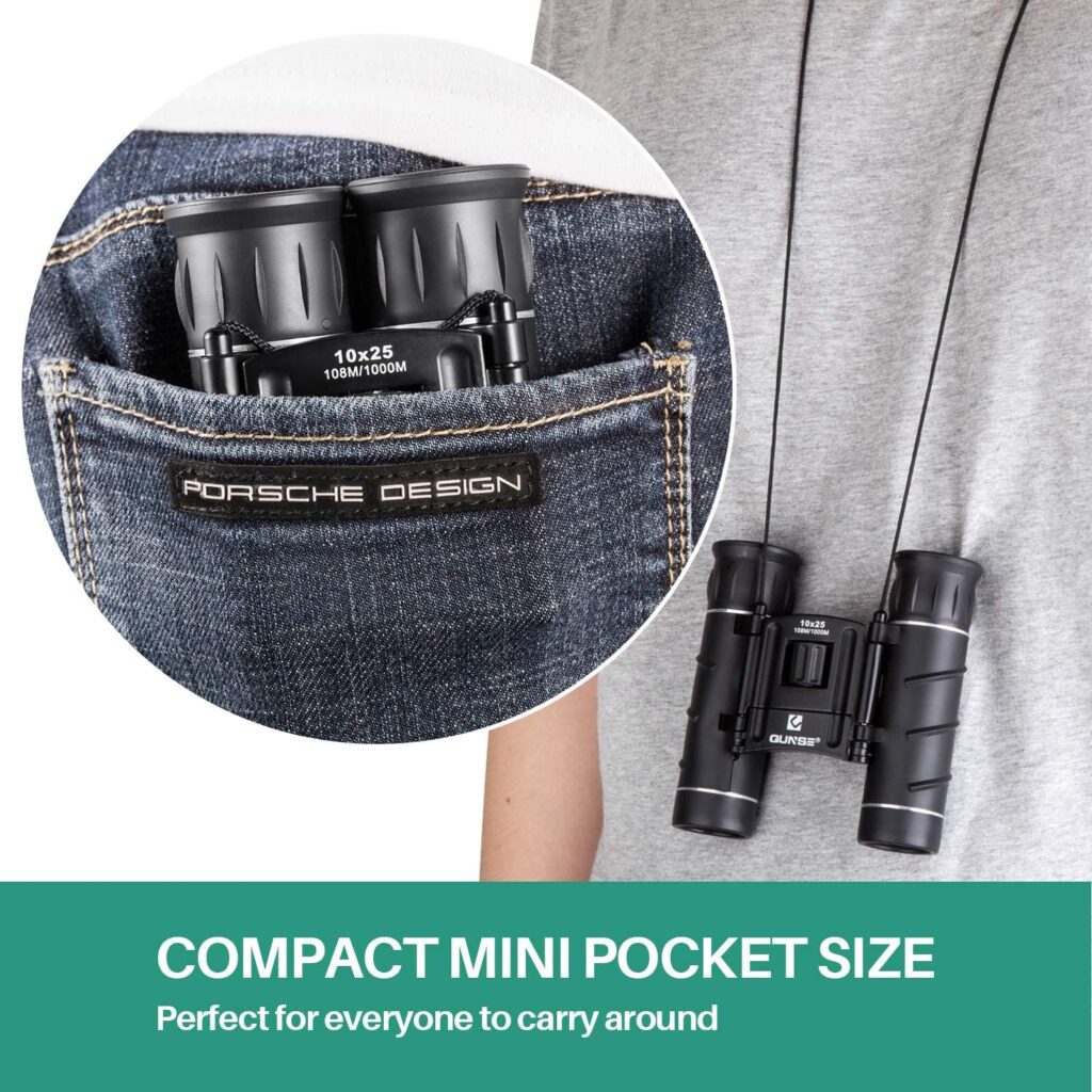 Binoculars 10x25 Pocket Size (QUNSE)