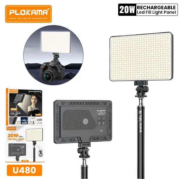 PLOKAMA U480 Rechargeable LED Fill Light 20W