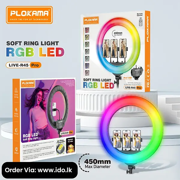 Plokama-R45-Pro-Soft-LED-RGB-Ring-light-17.5inch-@ido.lk_ Plokama R45 Pro Soft LED RGB Ring light 450mm